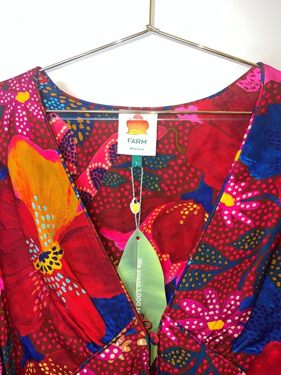 Farm Rio Snake Garden Red Floral Mini Dress NWT Large Tropical Boho - Picture 5 of 16